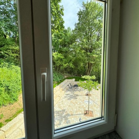 Ausblick aus dem Zimmer Badnerland auf die Terrasse